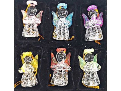 6645 sklenene vanocni ozdoby s trpytkami andele 6ks