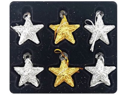 7410 sklenené vianočné ozdoby s trblietkami na stromček hviezdy 6ks