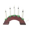 6102 vanocni dreveny svicen ve tvaru oblouku vinova barva imitace plamene 5 svicek