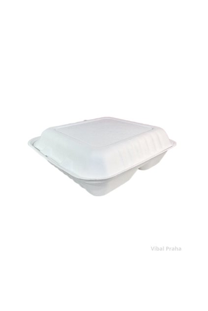 Menübox aus Zuckerrohr 3-teilig 220x220x75mm 50Stk/4Pkg
