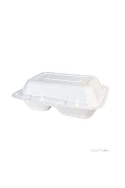 Two compartment menu box of sugar cane 230x155x80mm 75pcs/4 packs