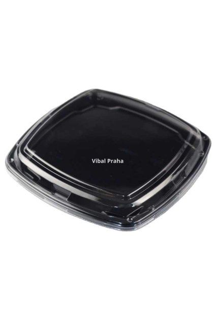 Miska na sushi s víčkem PET 350x350x55mm 25ks/2bal