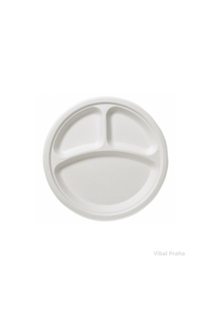 BIO runder Teller aus Zuckerrohr 3-teilig 26cm 125Stk/4Pkg
