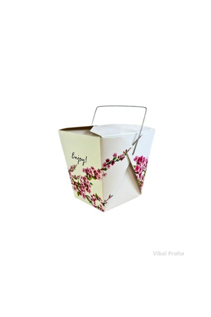 Square noodle box SAKURA with holder 450ml 50pcs/9 packs
