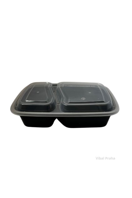 Plastic box two-compartment PP 950ml with lid