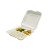 Three compartment menu box of sugar cane 220x220x75mm 75pcs/4 packs
