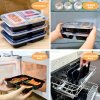 Plastic box three-compartment PP 1100ml with lid
