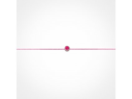 Náramok Zirkon PINK na šnúrke striebro (Cyklámenový zirkon na ružovej šnúrke)