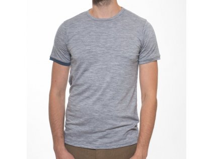 Pánské tričko ze 100% merino vlny s krátkým rukávem grey - blue Merino.live S