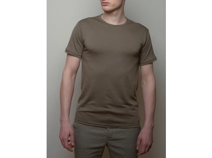 Pánské tričko ze 100% merino vlny s krátkým rukávem browngreen Merino.live L