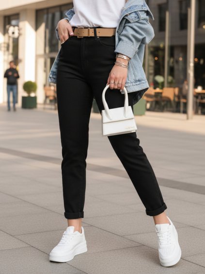 Dámské mom džíny černé Dstreet (Velikost XS)