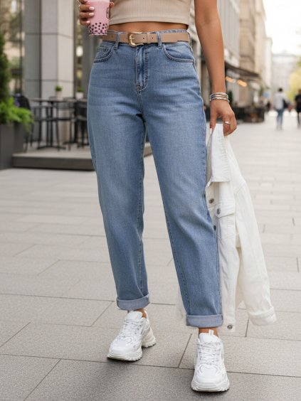 Dámské volné džíny s páskem modré Dstreet (Velikost S)