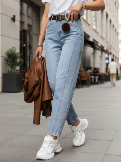 Dámské balónové džíny s páskem modré Dstreet (Velikost S)