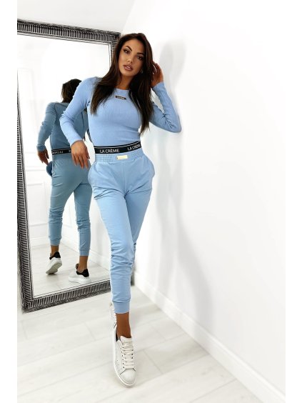 La creme Sleepy souprava světle modrá