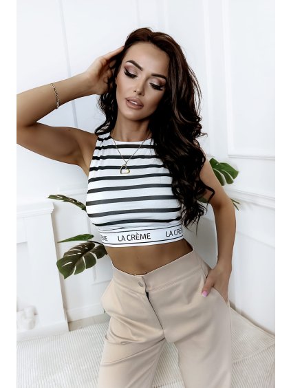 Crop top pruhovaný bíločerná
