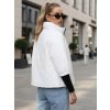 Dámská přechodná bunda s 3/4 rukávy a úpletovými manžetami bílá Dstreet (Barva Bílá, Velikost S)
