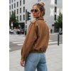 Dámská semišová bomber bunda hnědá Dstreet (Barva Kamelowy, Velikost S)