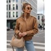 Dámská semišová bomber bunda hnědá Dstreet (Barva Kamelowy, Velikost S)