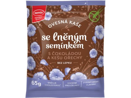 Ovesná kaše s čokoládou kešu ořechy a lněným semínkem 65 g