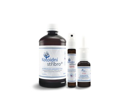 Koloidní stříbro 500 ml + 25 ml sprej + 30 ml N sprej 30 ppm