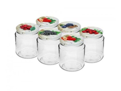 Browin Sklenice 580 ml s barevným víčkem 82, 6 ks