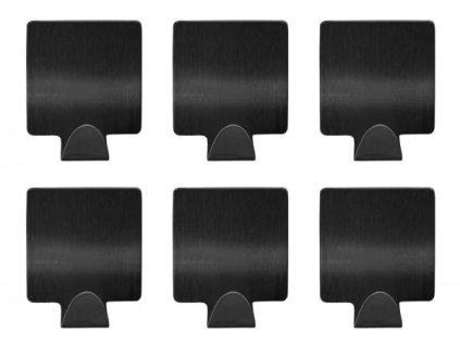 DuraHome Koupelnový háček samolepicí, černý 6ks