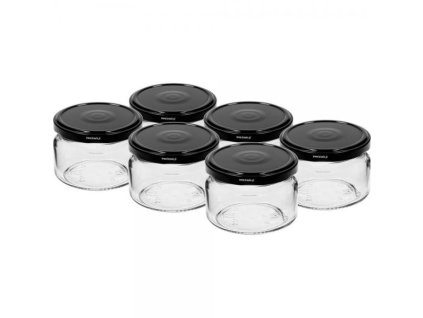 Browin Sklenice 200 ml, černé víčko 82, 6 ks