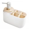 DuraHome Dávkovač mýdla se stojánkem na kartáčky bambus, Wilandra 58963, bílý