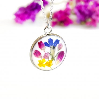 náhrdelník barevný s květinami