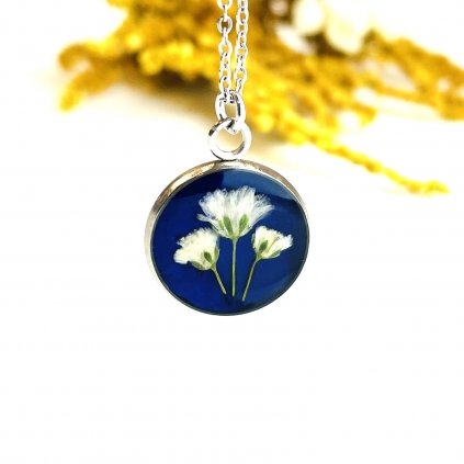 náhrdelník modrý s květinou