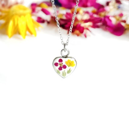 náhrdelník srdce květinové