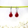 náušnice rudé kapky ze skla