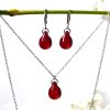 sada šperků rudá kapky ze skla