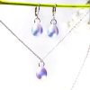sada kapky ze skla fialové s perletí