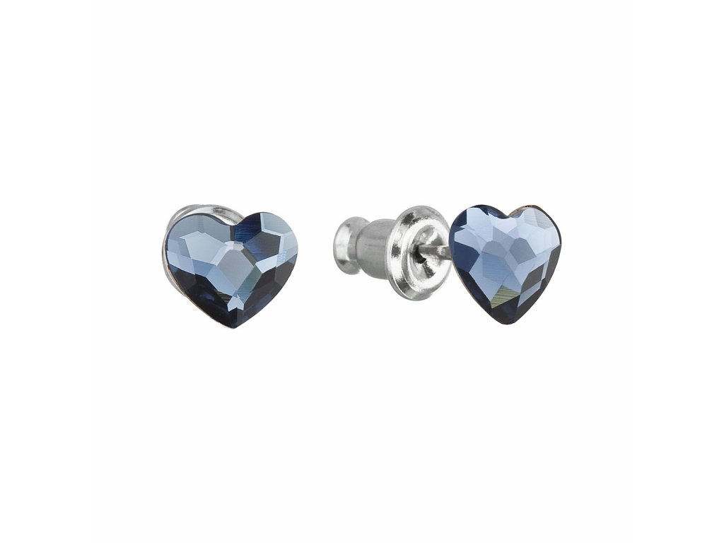Náušnice bižuterie se Swarovski krystaly modrá srdce 51050.3