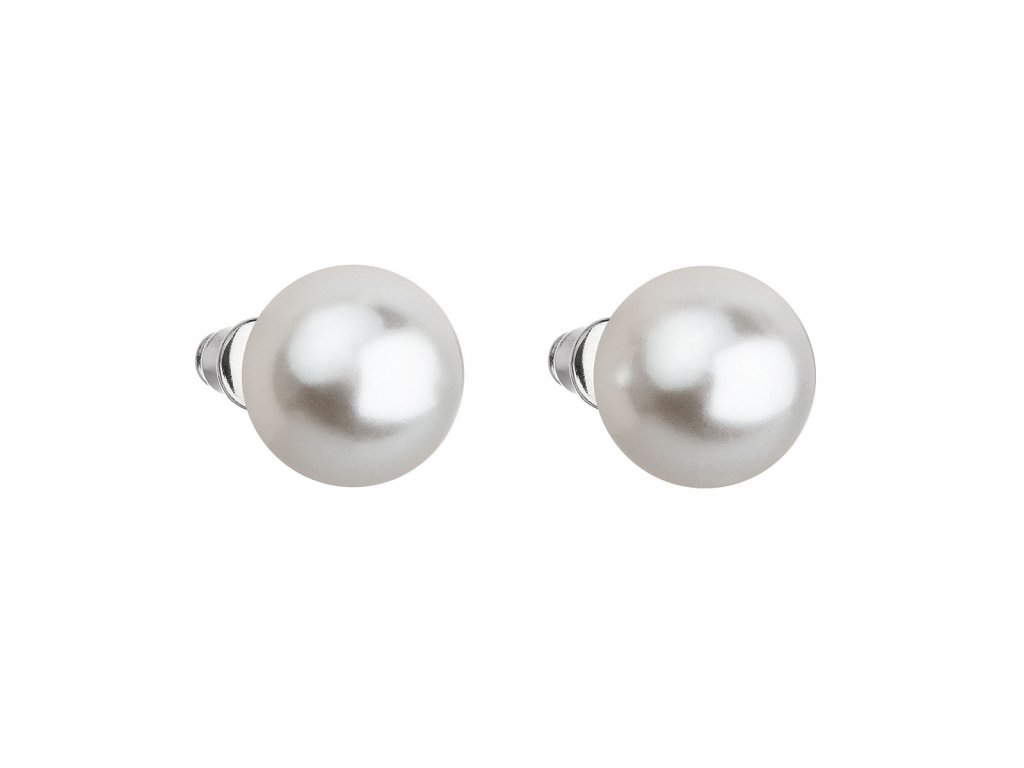 Náušnice bižuterie s perlou bílé kulaté 71069.1