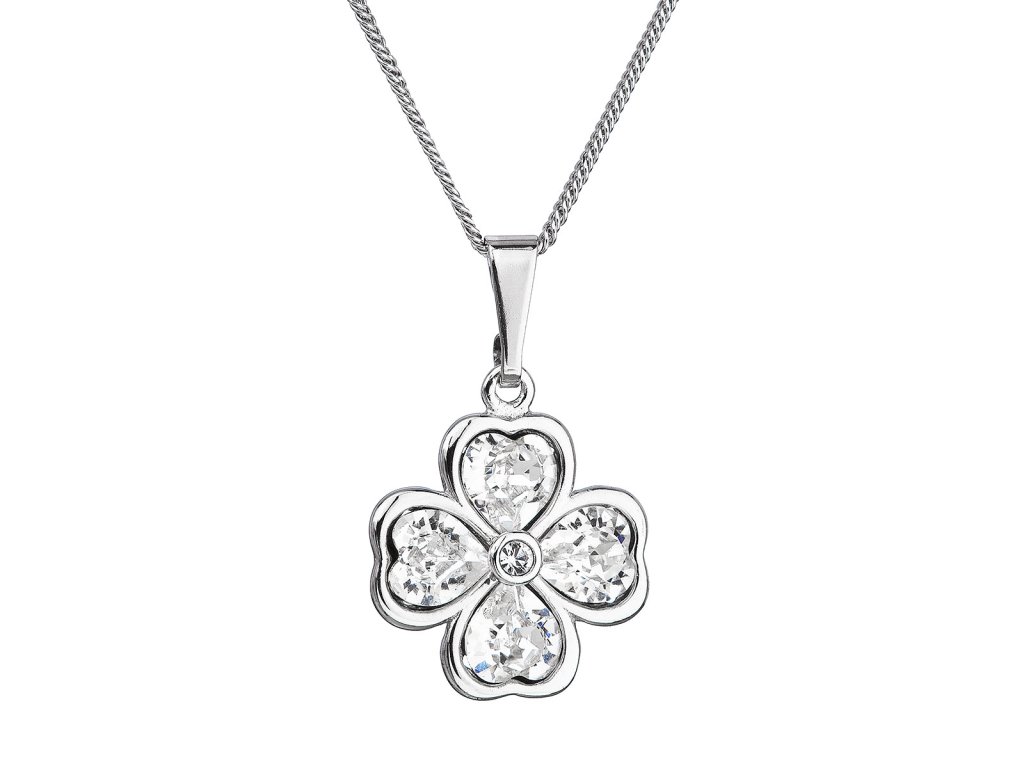 29480 stribrny nahrdelnik s krystaly swarovski ctyrlistek 32085 1 crystal
