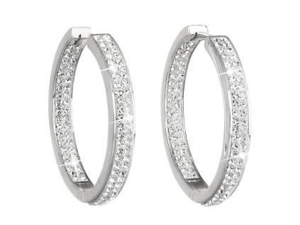16433 stribrne nausnice kruhy s krystaly swarovski bily kruh 31122 1