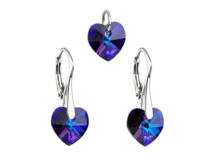 16442 sada sperku s krystaly swarovski nausnice a privesek modra srdce 39003 5 heliotrope