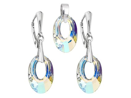 16454 sada sperku s krystaly swarovski nausnice a privesek ab efekt oval 39082 2