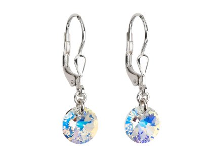 16601 stribrne nausnice visaci s krystaly swarovski ab efekt kulate 31134 2