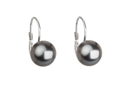 16673 stribrne nausnice visaci s perlou swarovski sede kulate 31143 3 grey