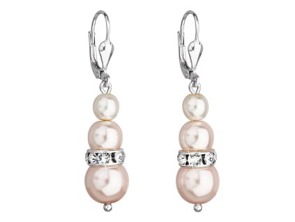 21716 stribrne nausnice visaci se syntetickymi perlami a krystaly swarovski ruzove kulate 31150 3