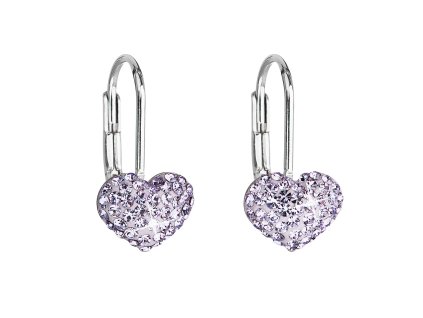 17009 stribrne nausnice visaci s krystaly swarovski fialove srdce 31125 3