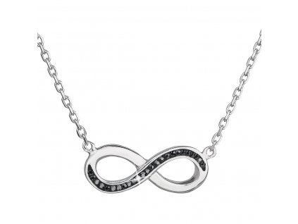 Stříbrný náhrdelník s krystaly Swarovski černé infinity,osmička-nekonečno 32023.5