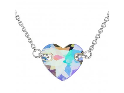 Stříbrný náhrdelník s krystaly Swarovski zeleno-fialové srdce 32020.5