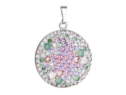 17309 stribrny privesek s krystaly swarovski mix barev fialova zelena ruzova kulaty 34131 3 sakura
