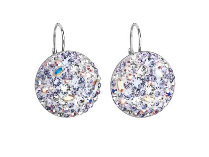 17663 stribrne nausnice visaci s krystaly swarovski fialove kulate 31161 3 violet