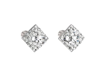 17681 stribrne nausnice pecka s krystaly swarovski bily kosoctverec 31169 1