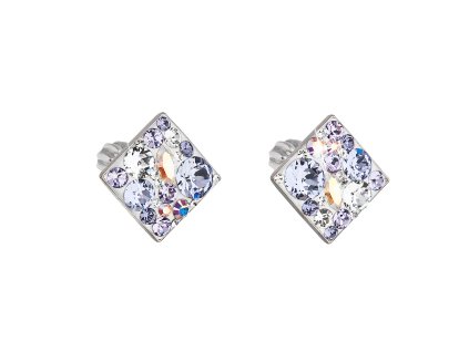 17693 stribrne nausnice pecka s krystaly swarovski fialovy kosoctverec 31169 3